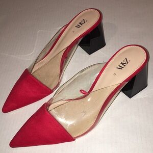 Zara Red Heeled Slipper Shoes | Size 39 / US size 9